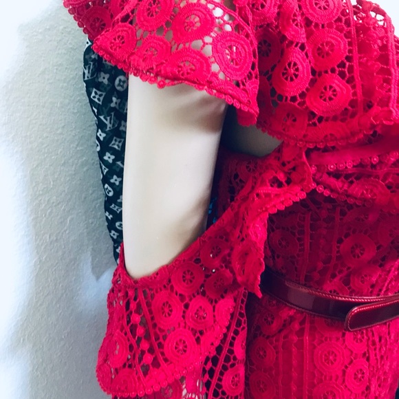 Stunning Alexis S deep red lace dress new - Picture 12 of 14